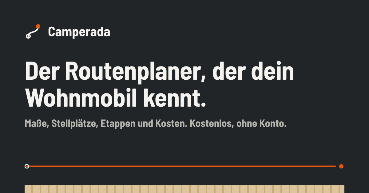 Markenbild von Camperada: Keyvisual und Schriftzug des Reiseplaners für Wohnmobile.